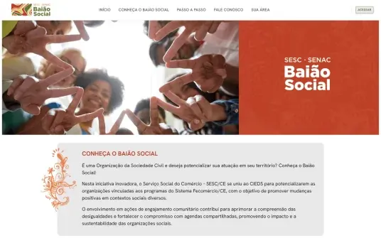 Tela da plataforma Baião Social