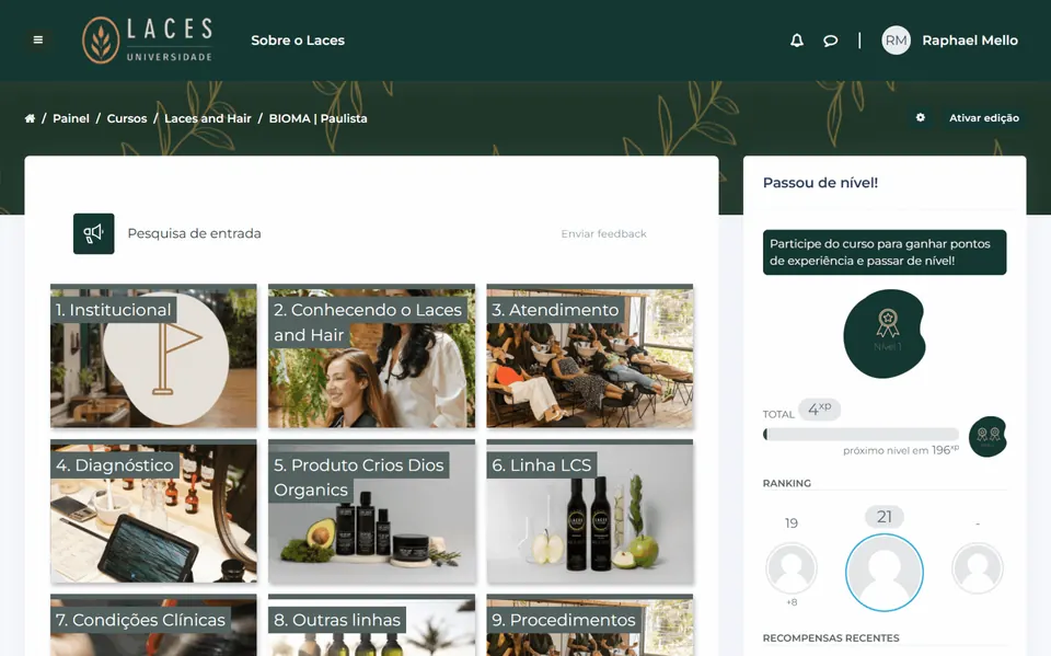 Tela da plataforma LACES Universidade