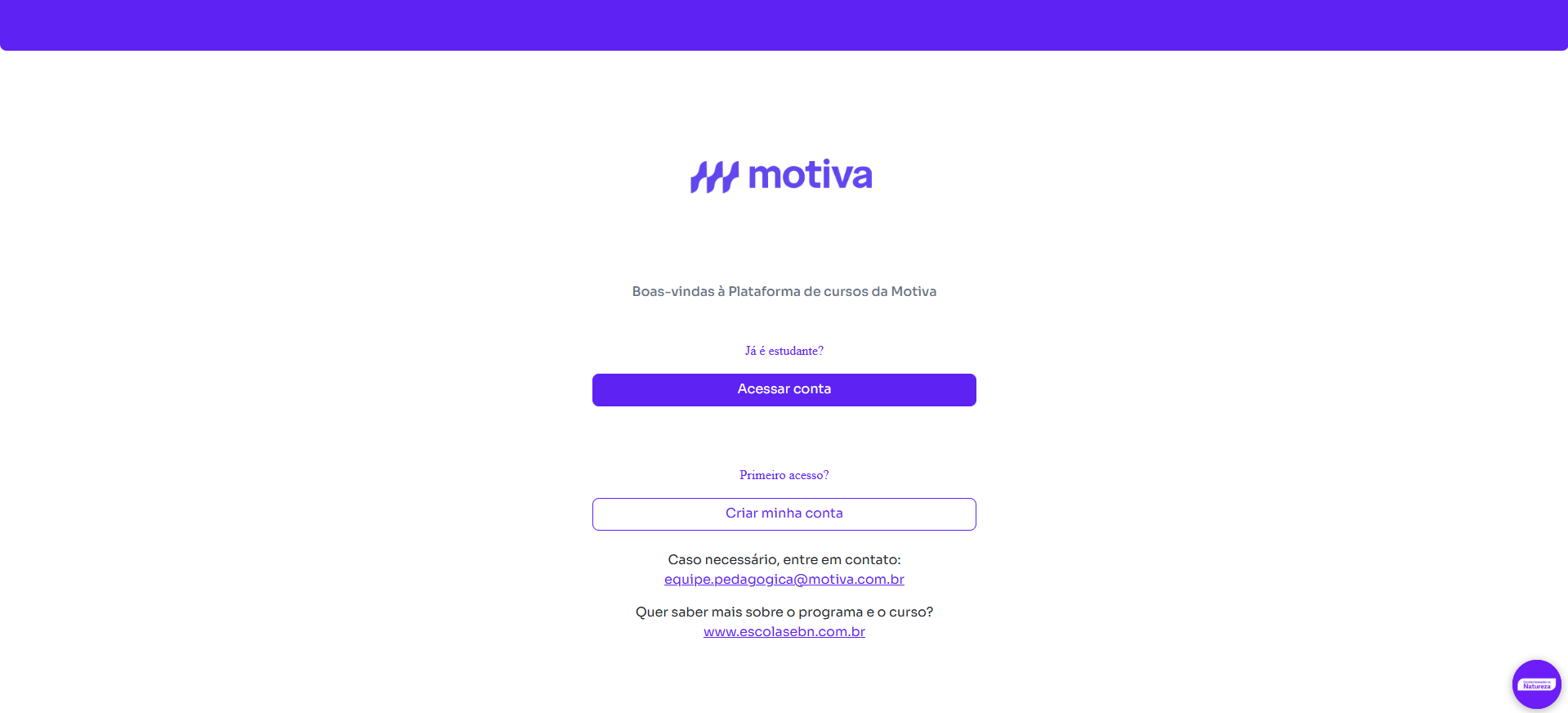 Tela de login da plataforma Motiva